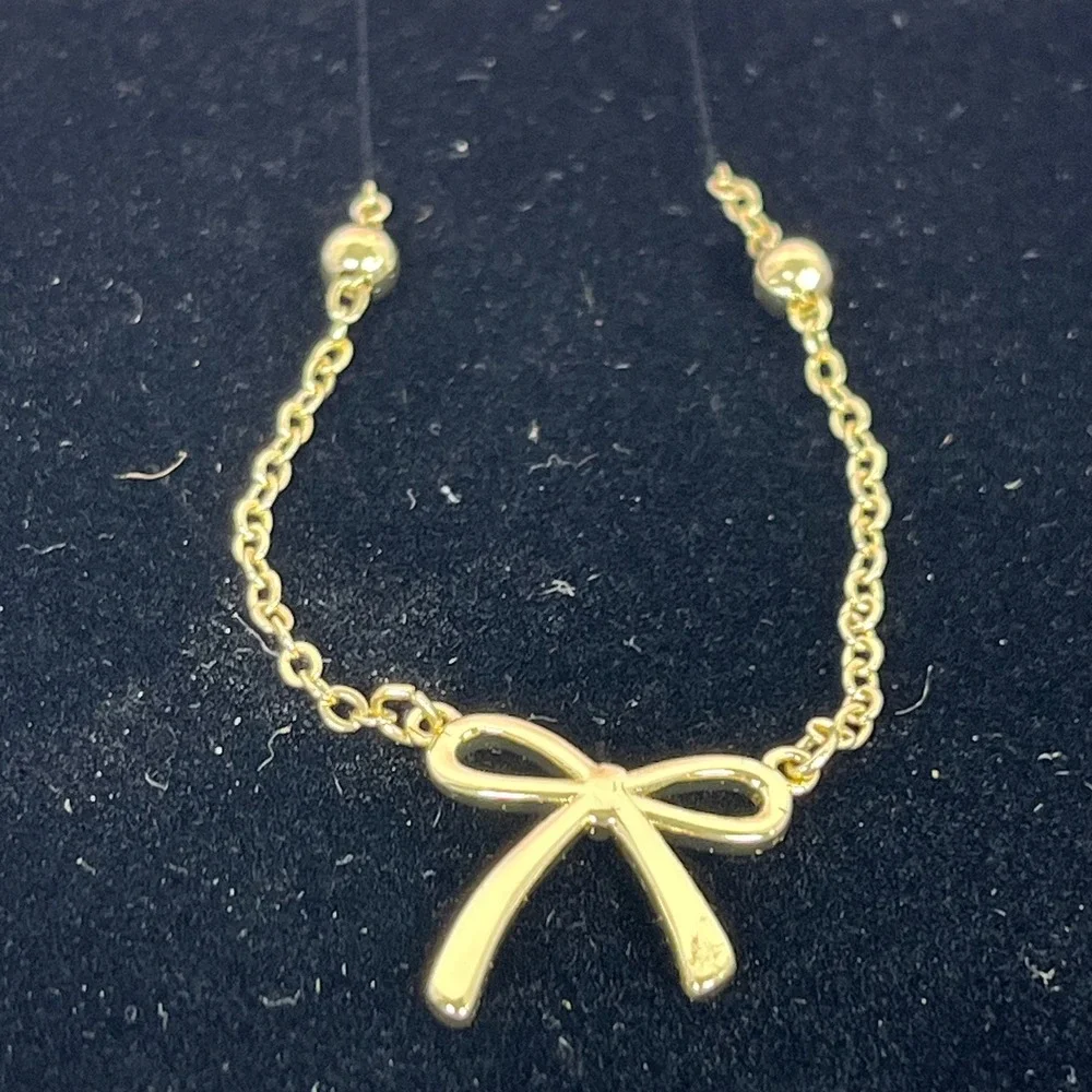 Thaivor Gold Tone Bow Necklace Women‎ Jewelry Gift Boxed